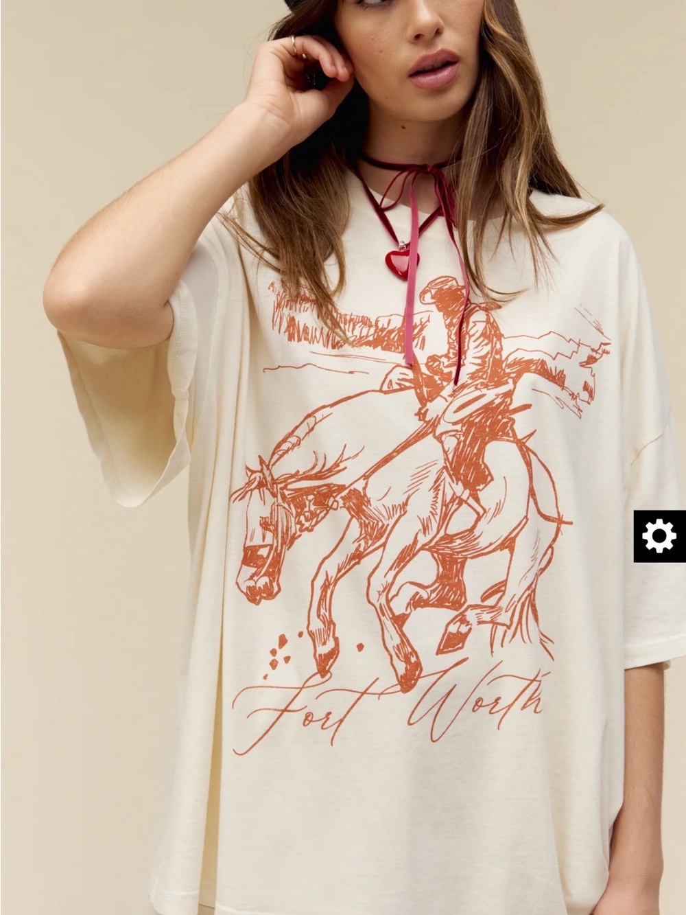 Originality Women’s Cream Short Sleeve Tee with Rust Graphic